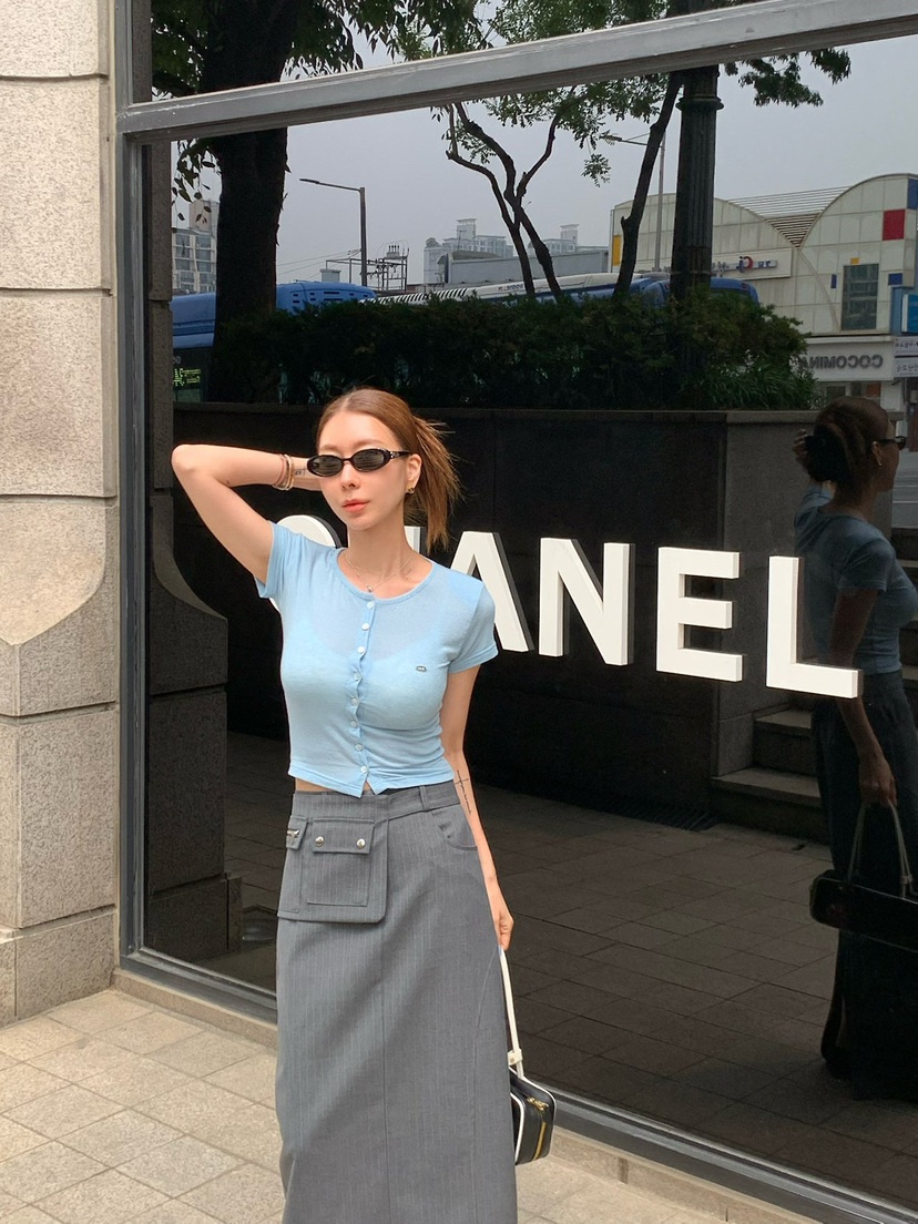 REVE CITE-L韓國東大門代購女士新款熱賣休閑T恤開衫紐扣REVE CITE-LT恤