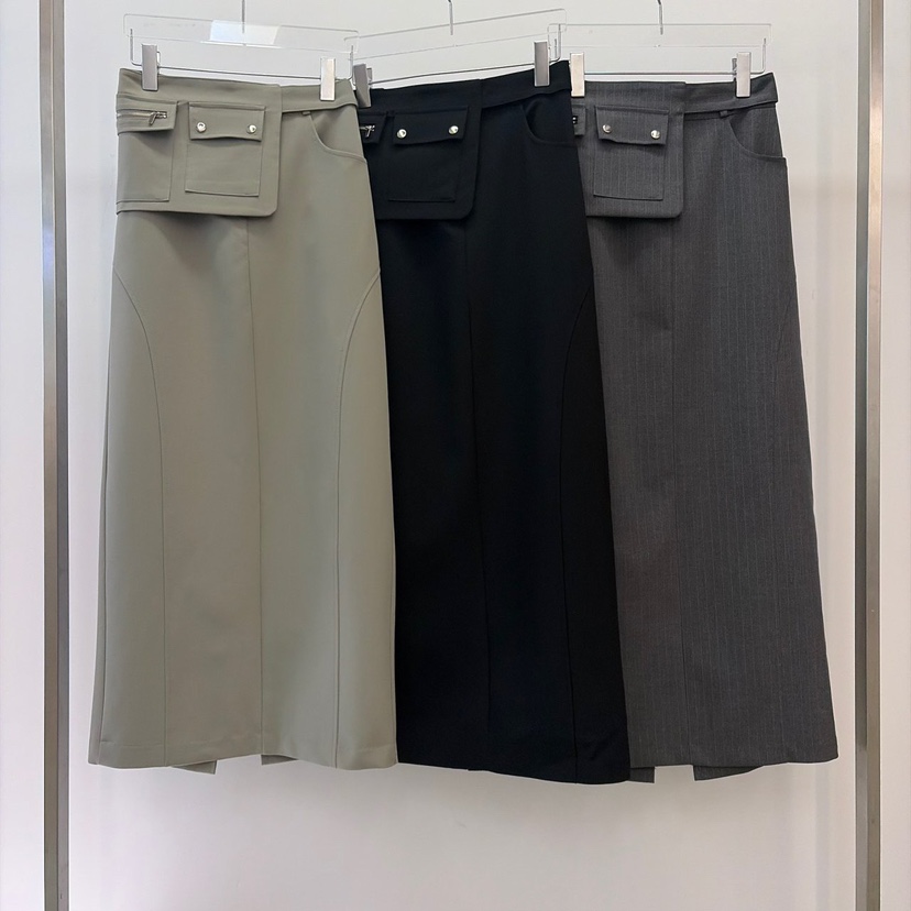 REVE CITE-L韓國直郵實拍女士新品推薦休閑長裙口袋腰帶REVE CITE-L長裙