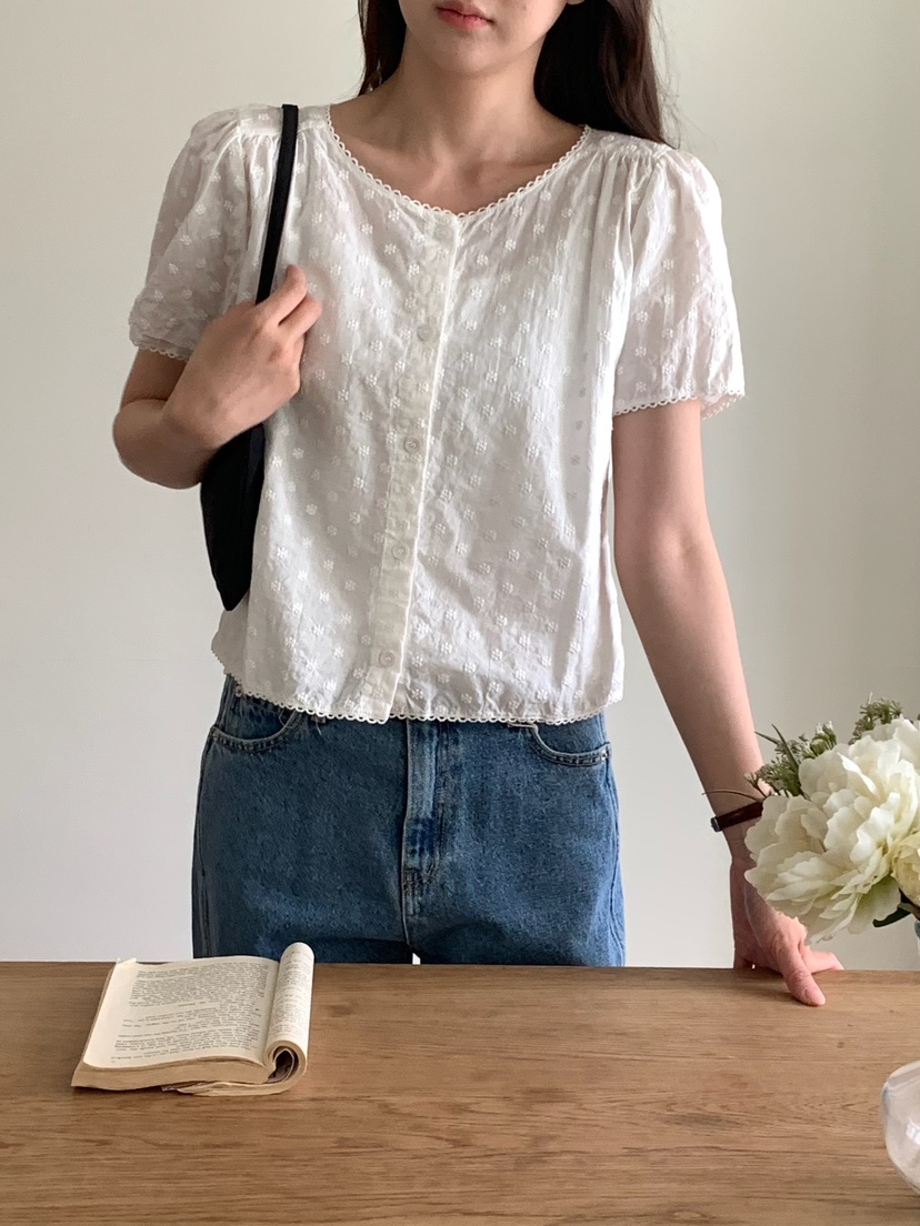 BLEECKER東大門實拍韓國女士新品職業26春夏休閑襯衫蕾絲衫BLEECKER襯衫/蕾絲衫