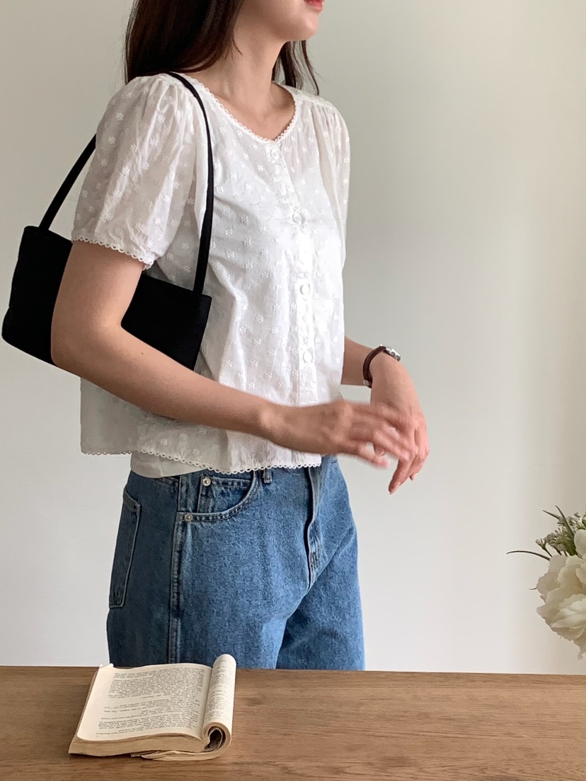 BLEECKER東大門實拍韓國女士新品職業26春夏休閑襯衫蕾絲衫BLEECKER襯衫/蕾絲衫
