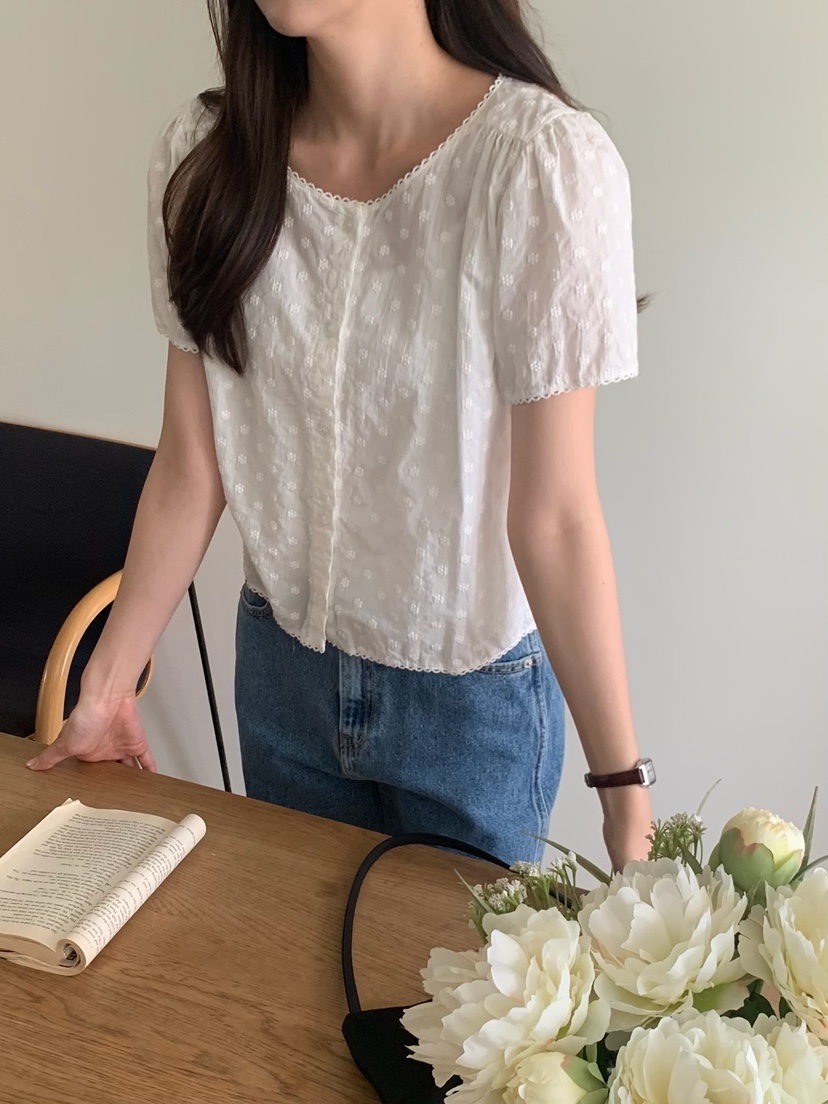 BLEECKER東大門實拍韓國女士新品職業26春夏休閑襯衫蕾絲衫BLEECKER襯衫/蕾絲衫