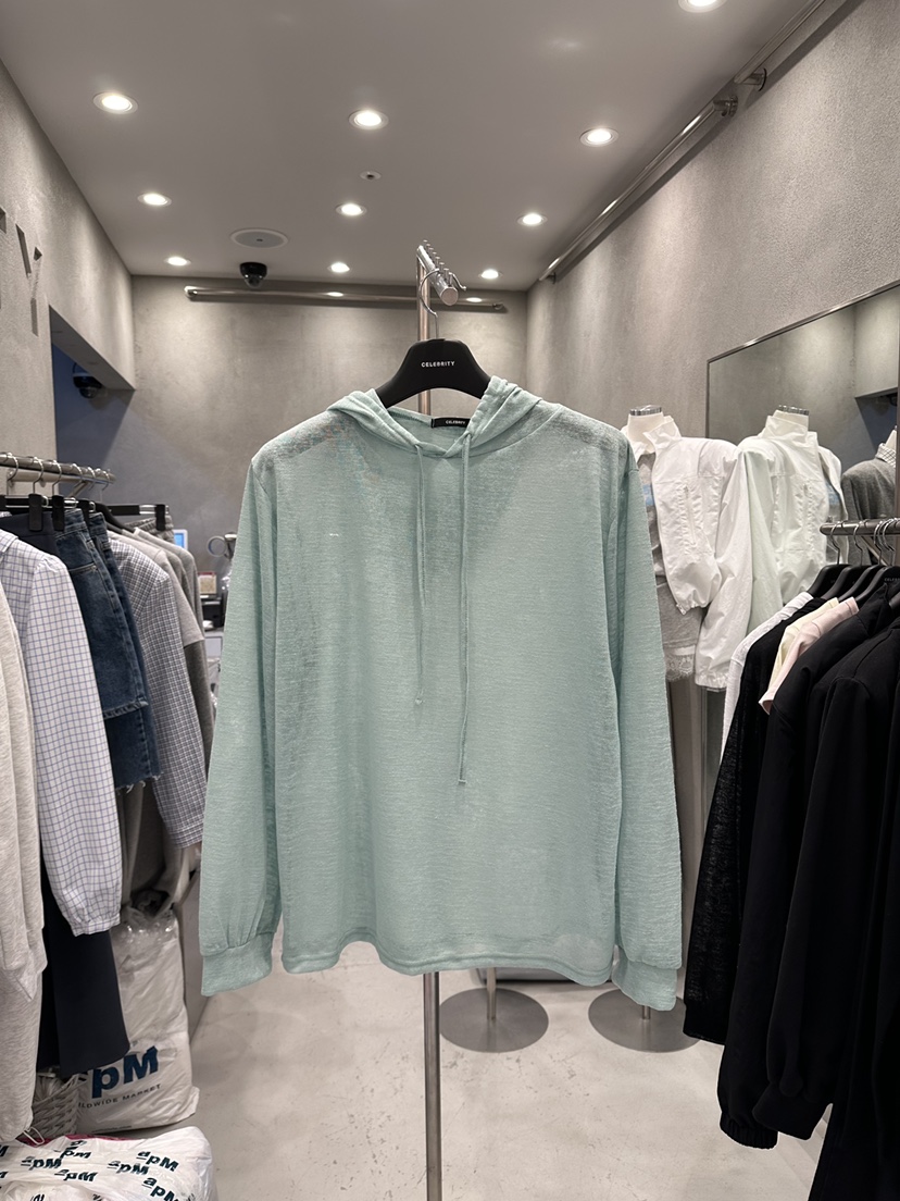 CELEBRITY-A韓國直郵女士新品26夏季休閑長袖T恤連帽衫透明CELEBRITY-A長袖T恤圖色2