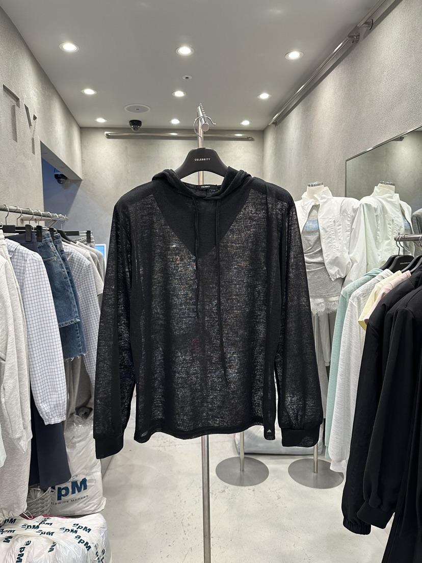CELEBRITY-A韓國直郵女士新品26夏季休閑長袖T恤連帽衫透明CELEBRITY-A長袖T恤圖色3