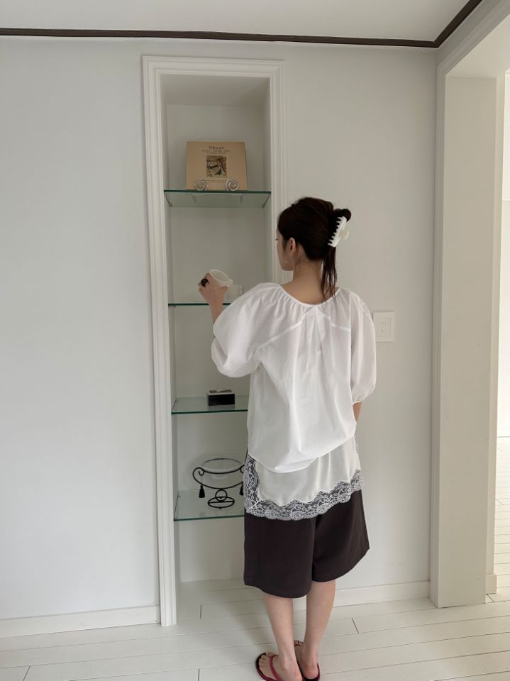 MARE韓國東大門直郵女士新品休閑26夏季襯衫蕾絲衫不含脖帶MARE襯衫/蕾絲衫