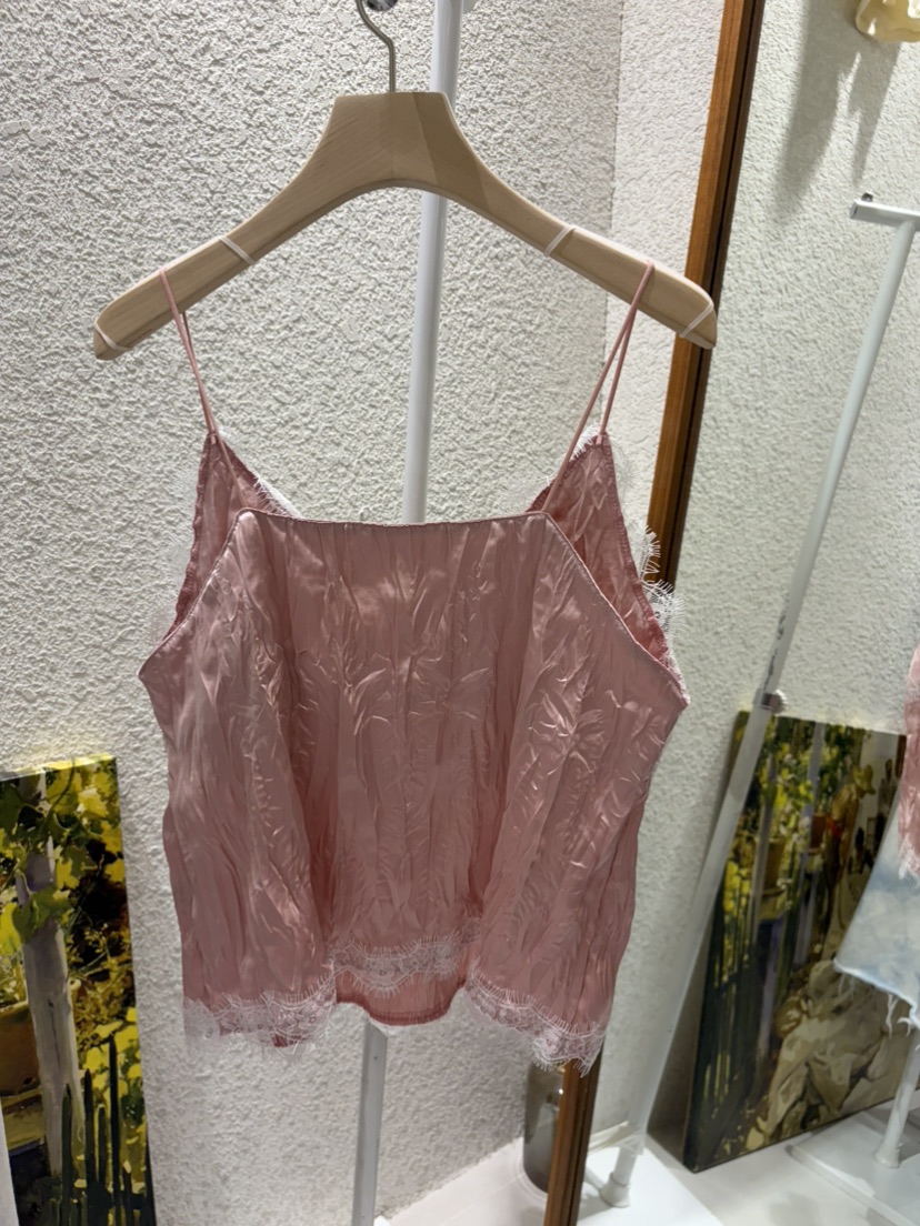 N BROWN韓國直郵實拍女裝新款休閑熱賣吊帶背心褶皺緞面N BROWN吊帶/背心