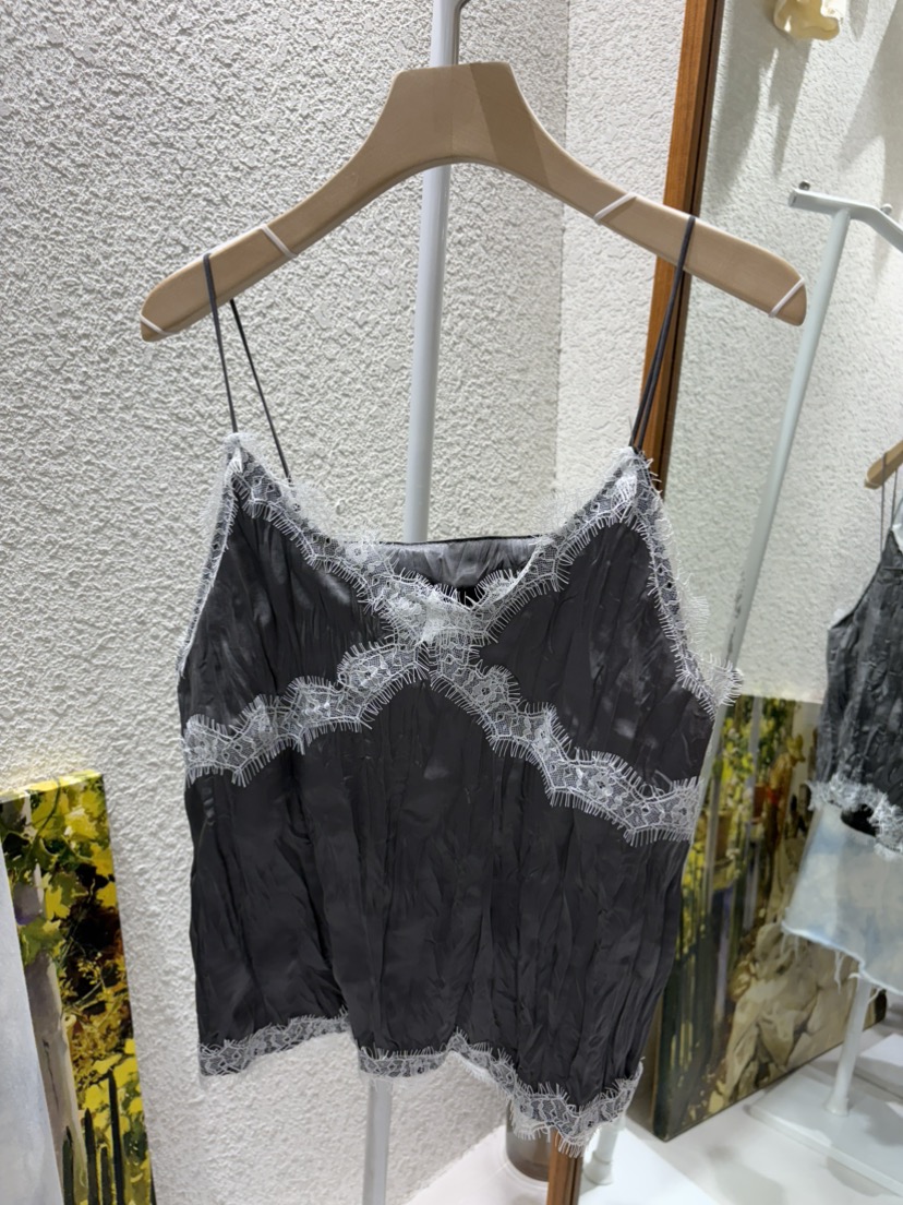 N BROWN韓國直郵實拍女裝新款休閑熱賣吊帶背心褶皺緞面N BROWN吊帶/背心圖色3