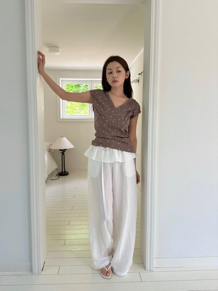 MARE韓國東大門直郵女裝新款職業26春夏時尚休閑褲荷葉邊MARE休閑褲圖色3