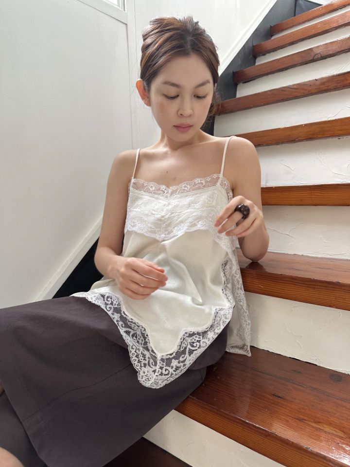 MARE韓國直郵實拍女士新品26春夏推薦人氣26夏季吊帶背心蕾絲MARE吊帶/背心圖色1