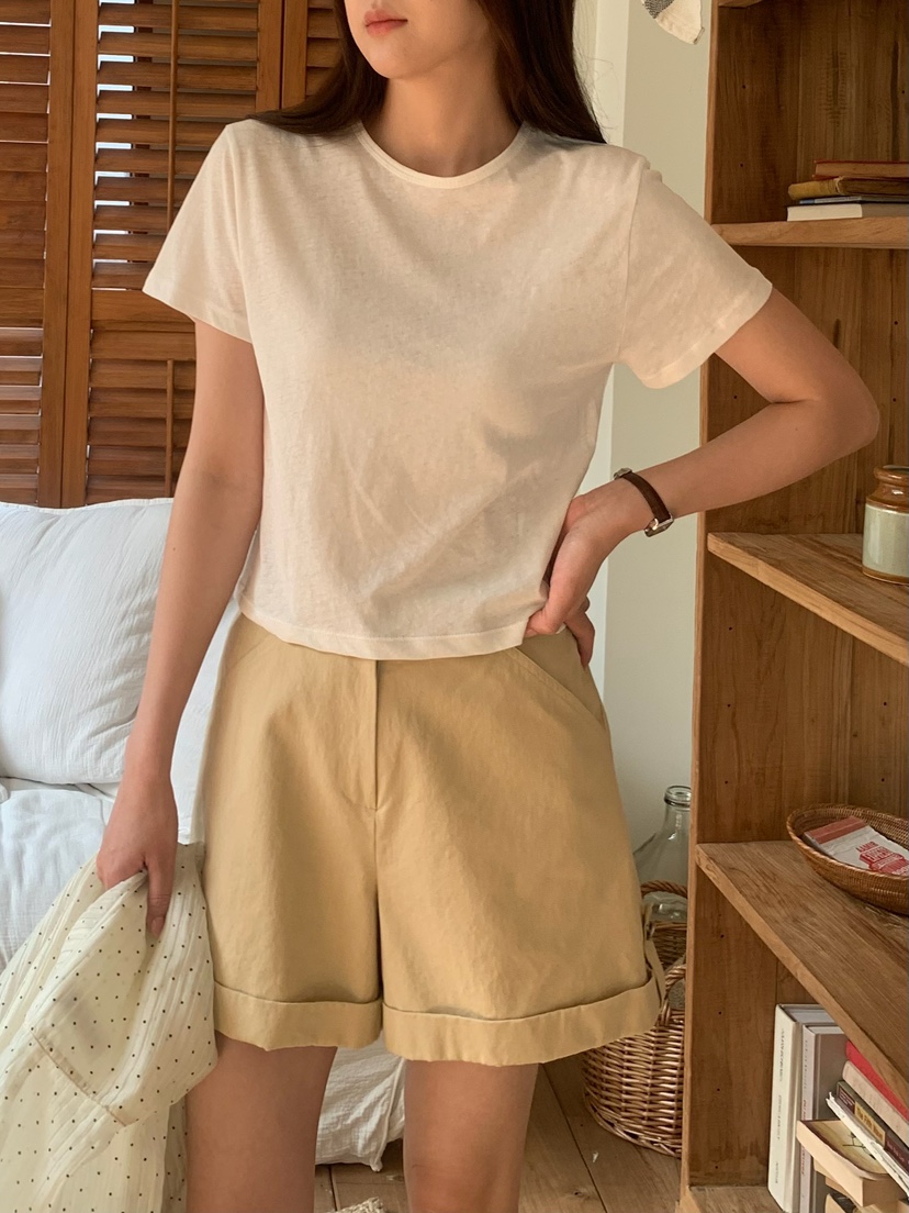BLEECKER韓國直郵女士新品休閑26夏季26春夏職業人氣T恤亞麻BLEECKERT恤