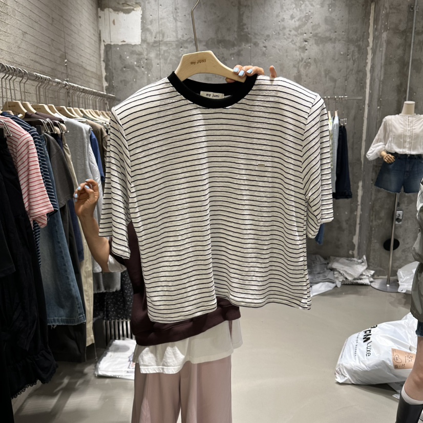 JUNI韓國東大門代購女士新品時尚26春夏26夏季推薦T恤亞麻布my juniT恤圖色2