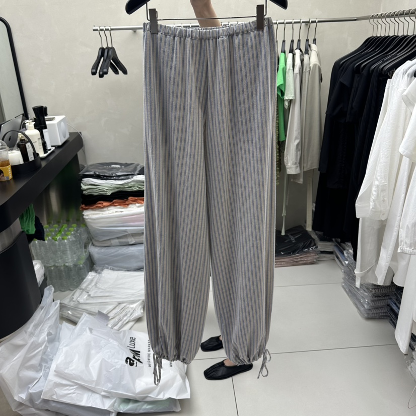 MARINER韓國代購女裝新品時尚人氣休閑職業26夏季休閑褲條紋MARINER休閑褲圖色2藍色條紋