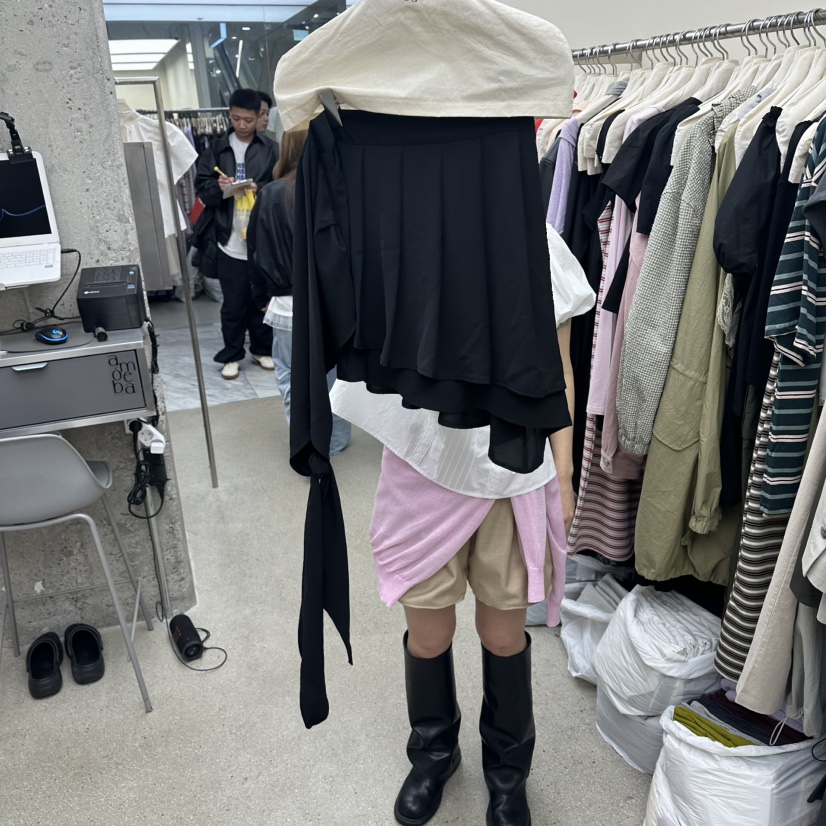 AMOEBA韓國東大門代購女裝新款26夏季半身裙中短裙不對稱AMOEBA半身裙/中短裙圖色2