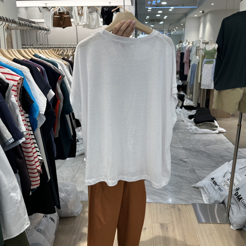 REVE-L韓國東大門直郵女裝新品人氣26春夏休閑T恤亞麻布REVE-LT恤