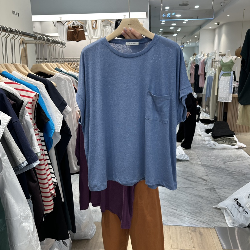 REVE-L韓國東大門直郵女裝新品人氣26春夏休閑T恤亞麻布REVE-LT恤圖色2
