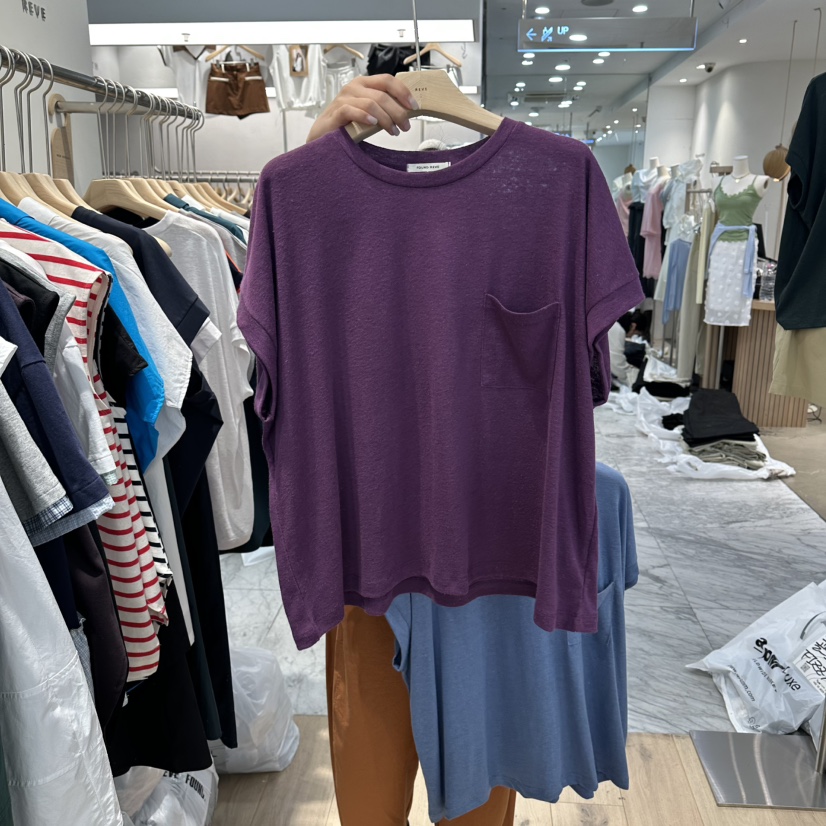 REVE-L韓國東大門直郵女裝新品人氣26春夏休閑T恤亞麻布REVE-LT恤圖色3