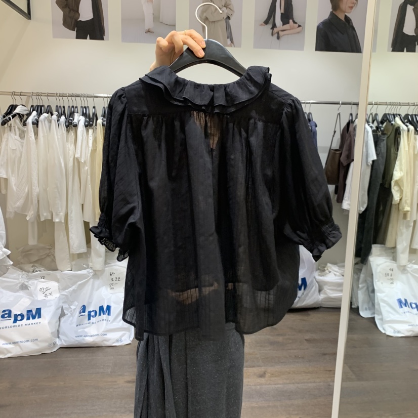 OURIN/THIS IS東大門實拍韓國女裝新品人氣襯衫蕾絲衫荷葉邊OURIN/THIS IS襯衫/蕾絲衫