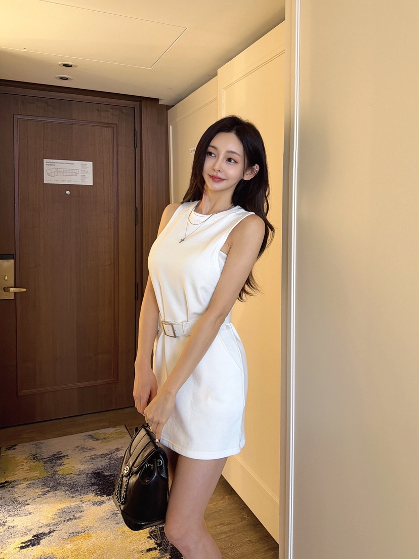 CLOTH韓國東大門代購女士新品人氣時尚連衣裙含腰帶柔軟羅紋CLOTH連衣裙