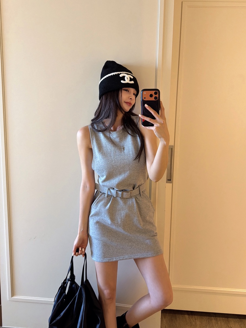 CLOTH韓國東大門代購女士新品人氣時尚連衣裙含腰帶柔軟羅紋CLOTH連衣裙