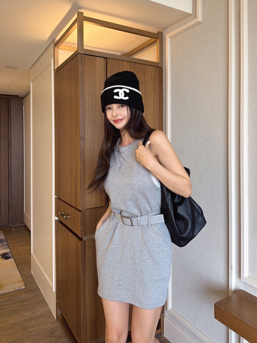 CLOTH韓國東大門代購女士新品人氣時尚連衣裙含腰帶柔軟羅紋CLOTH連衣裙
