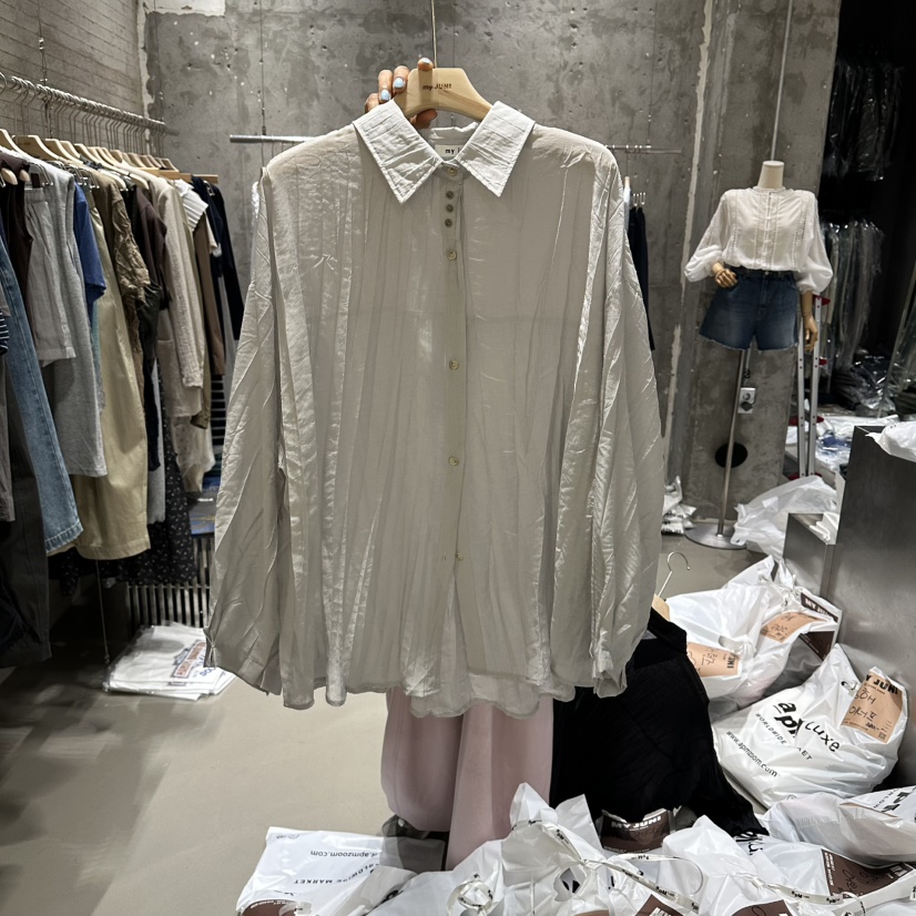 JUNI韓國東大門直郵女士新品職業休閑時尚推薦襯衫蕾絲衫my juni襯衫/蕾絲衫圖色2