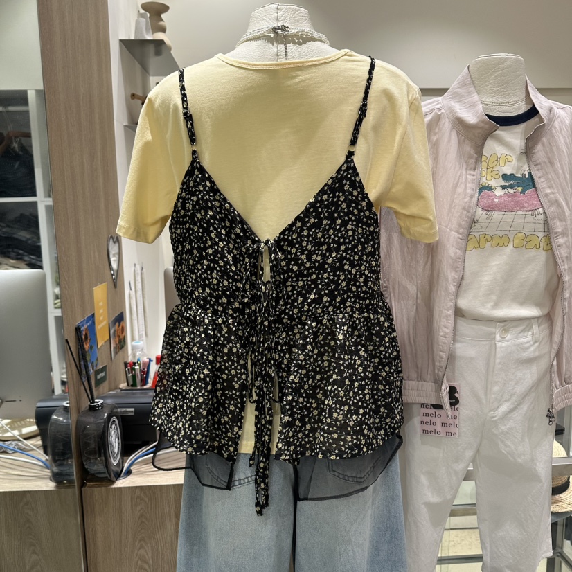 MELO韓國直郵實拍女士新款職業人氣吊帶背心不含內搭花朵MELO吊帶/背心