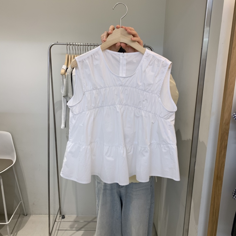 OUTRENE韓國直郵實拍女士新品推薦熱賣時尚人氣吊帶背心褶皺OUTRENE吊帶/背心圖色1