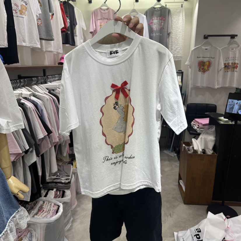 EVE韓國東大門代購女士新品人氣職業時尚26春夏熱賣T恤絲帶EVET恤圖色1