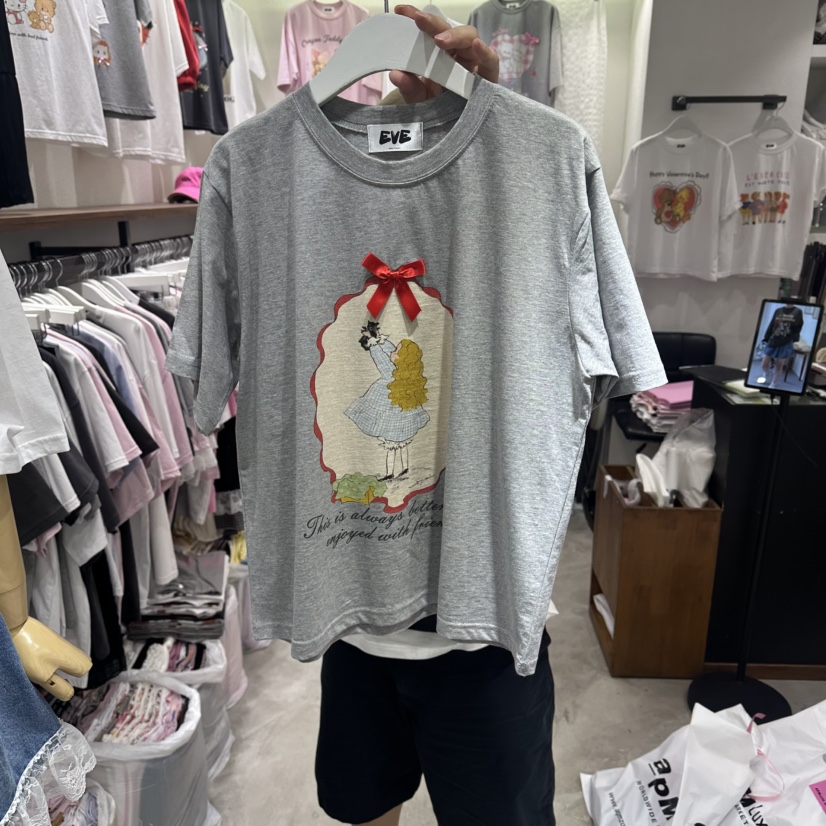EVE韓國東大門代購女士新品人氣職業時尚26春夏熱賣T恤絲帶EVET恤圖色3