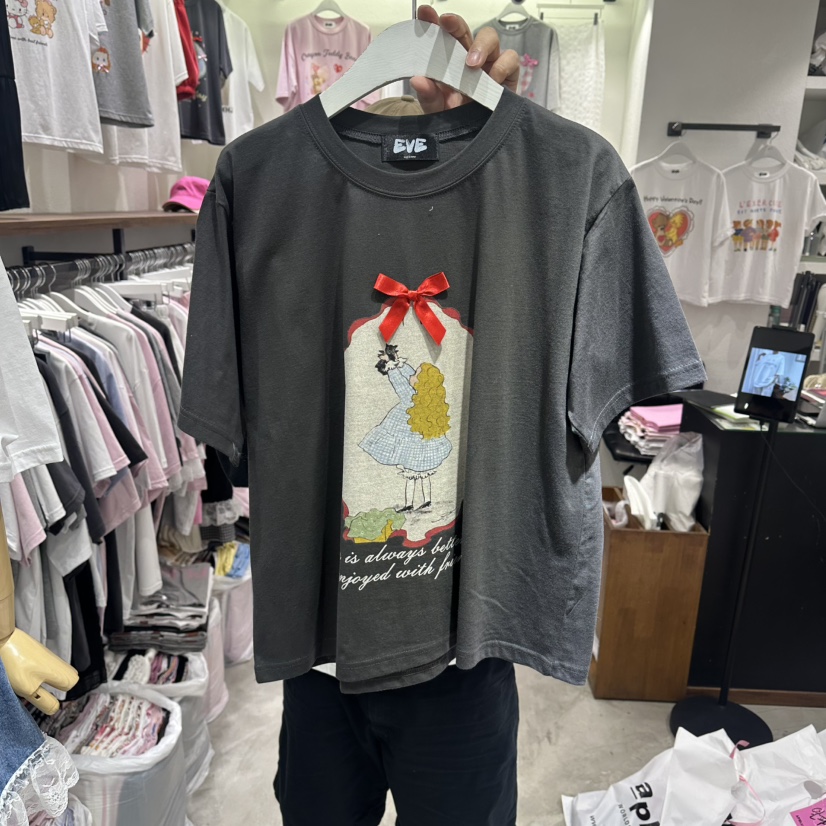 EVE韓國東大門代購女士新品人氣職業時尚26春夏熱賣T恤絲帶EVET恤圖色4
