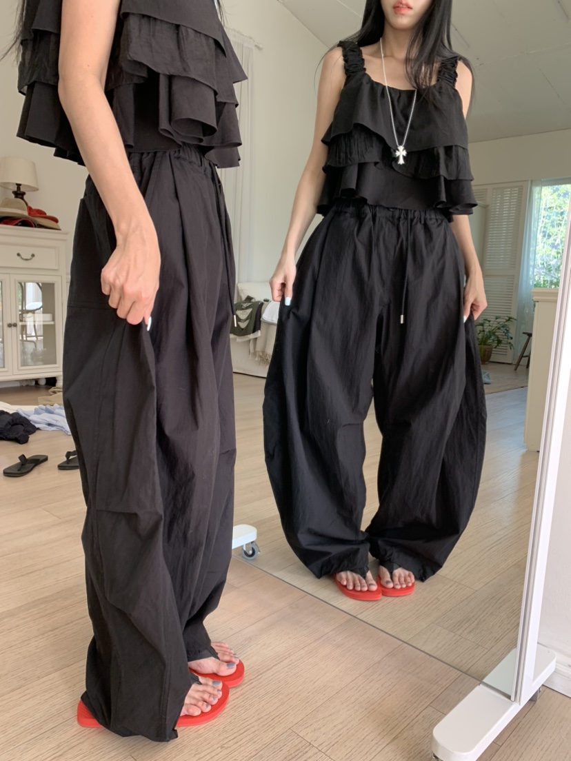 BADCALM韓國直郵實拍女士新款26夏季職業26春夏休閑褲尼龍BADCALM休閑褲