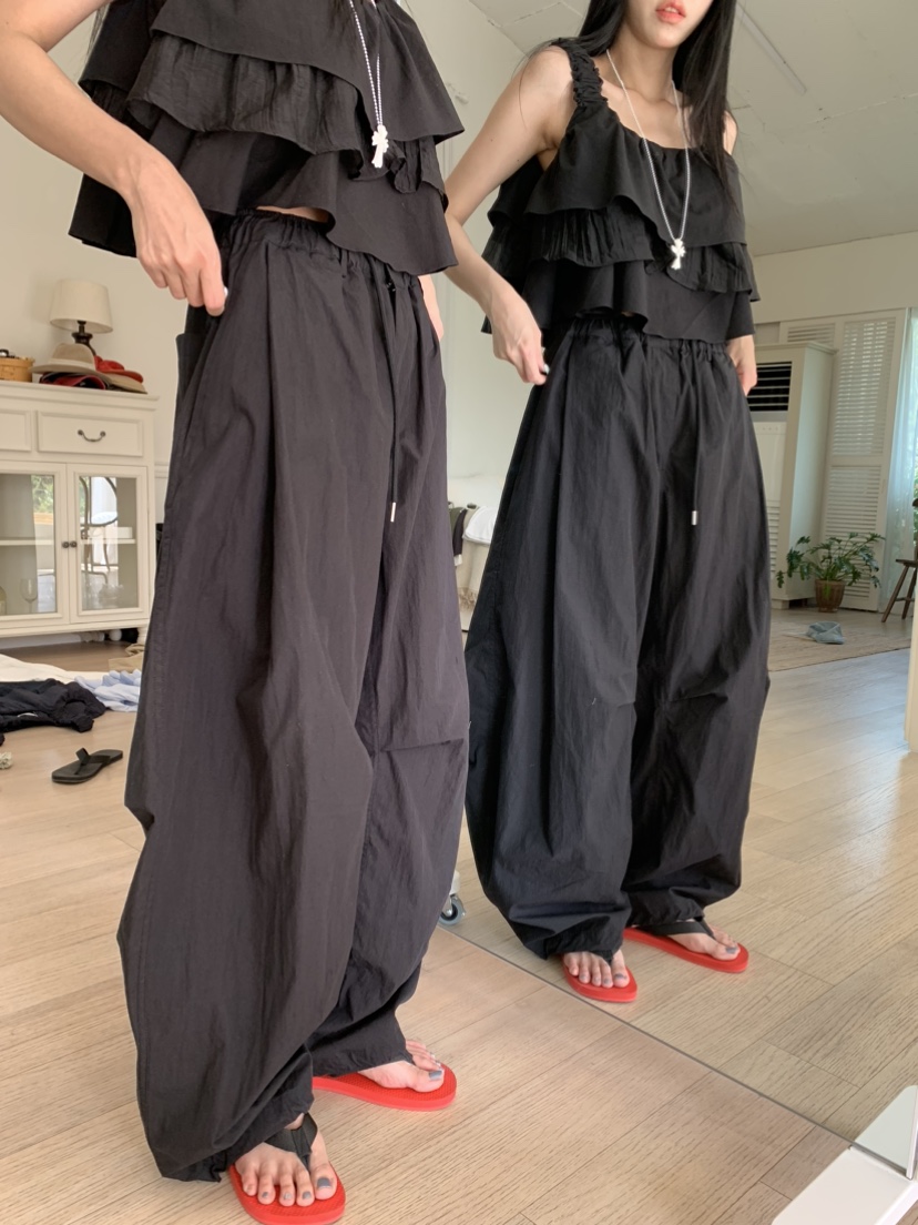 BADCALM韓國直郵實拍女士新款26夏季職業26春夏休閑褲尼龍BADCALM休閑褲