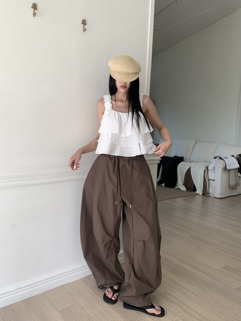 BADCALM韓國直郵實拍女士新款26夏季職業26春夏休閑褲尼龍BADCALM休閑褲