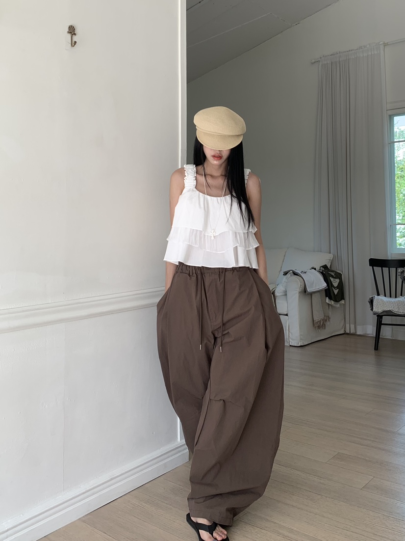 BADCALM韓國直郵實拍女士新款26夏季職業26春夏休閑褲尼龍BADCALM休閑褲