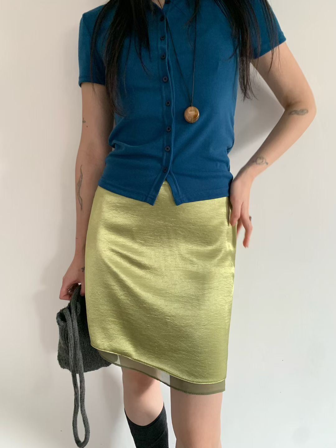 A.ME韓國東大門直郵女裝新款熱賣26春夏職業半身裙中短裙A.ME半身裙/中短裙圖色3