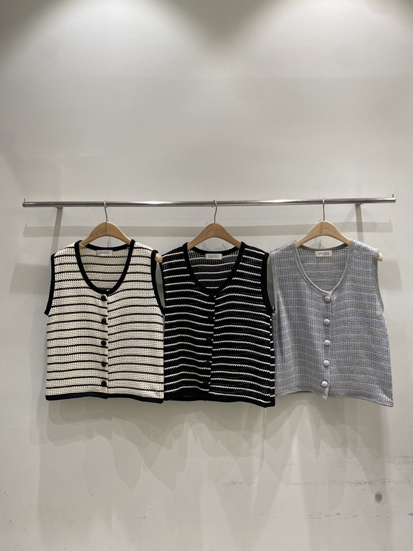 ONDO-P韓國東大門代購女士新品職業人氣26春夏馬甲華夫格條紋ONDO-P馬甲