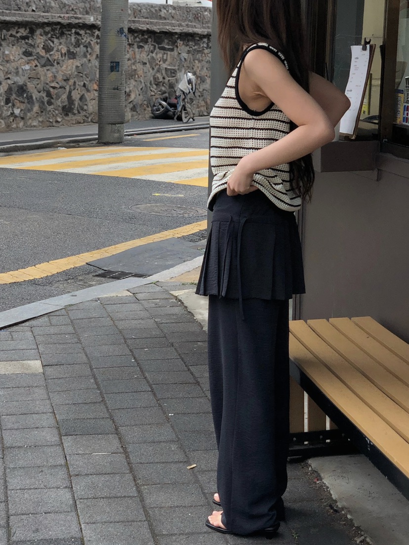 ONDO-P韓國東大門代購女士新品職業人氣26春夏馬甲華夫格條紋ONDO-P馬甲