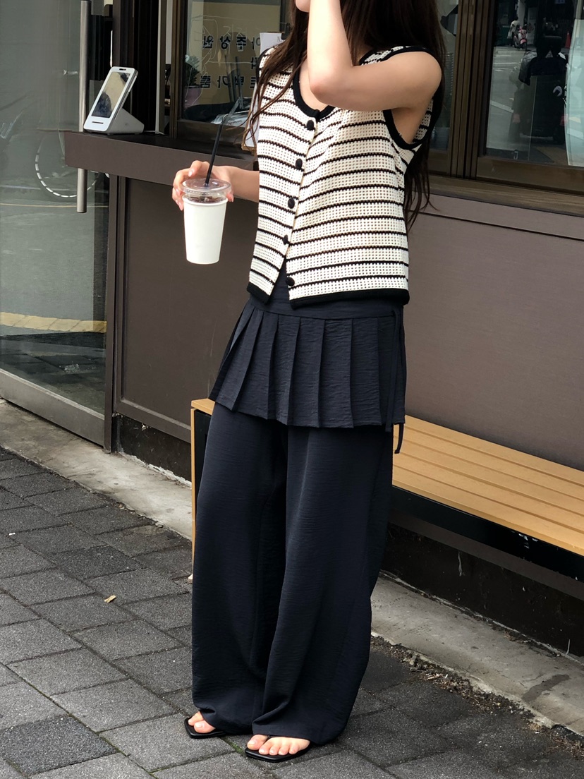 ONDO-P韓國東大門代購女士新品職業人氣26春夏馬甲華夫格條紋ONDO-P馬甲