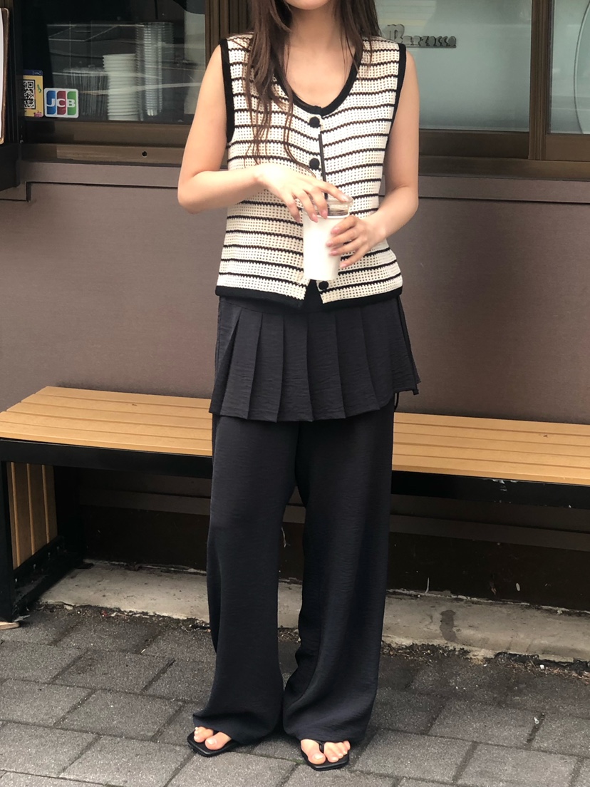 ONDO-P韓國東大門代購女士新品職業人氣26春夏馬甲華夫格條紋ONDO-P馬甲