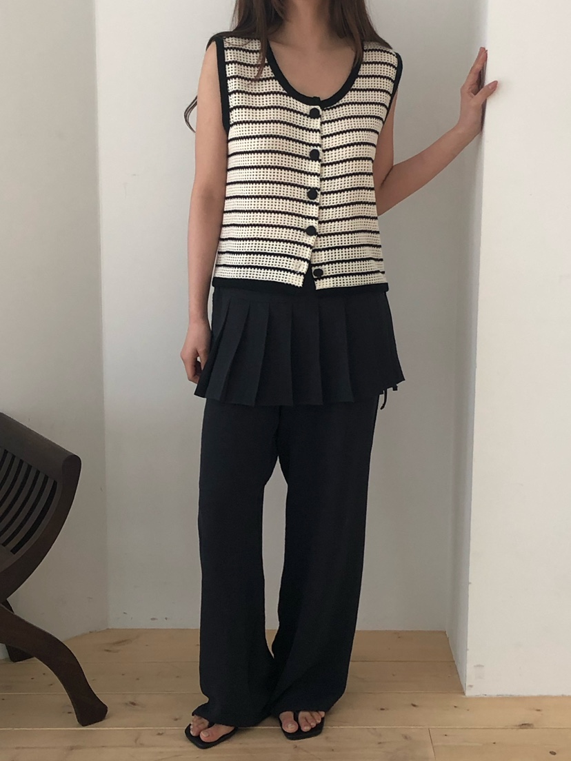 ONDO-P韓國東大門代購女士新品職業人氣26春夏馬甲華夫格條紋ONDO-P馬甲