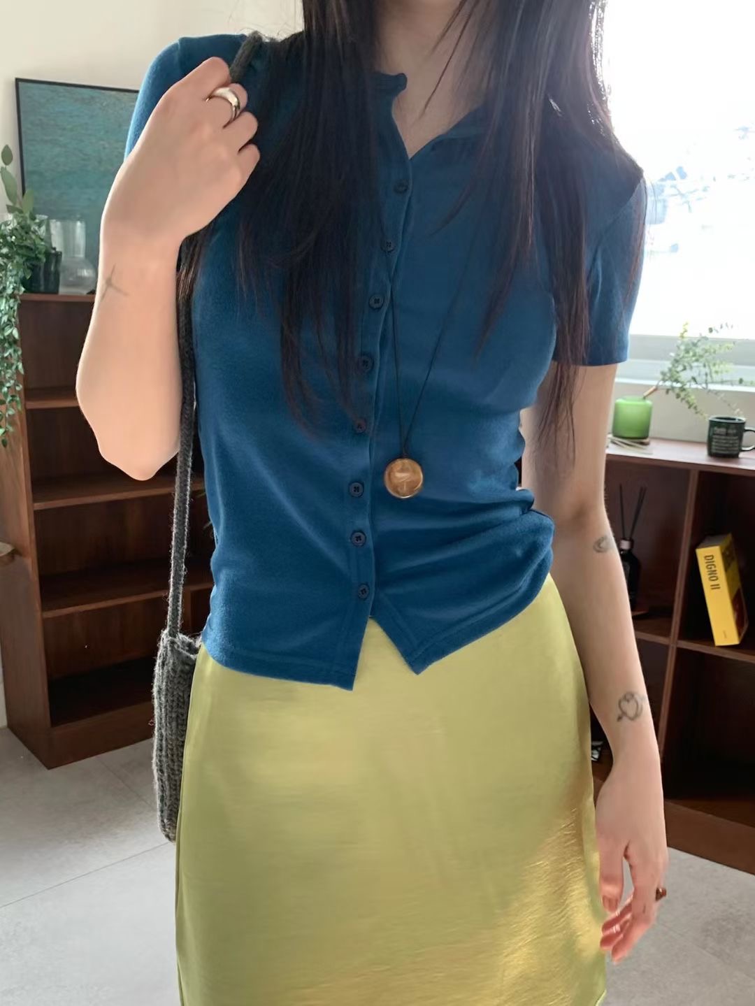 A.ME韓國直郵實拍女裝新款時尚26春夏人氣職業26夏季T恤A.MET恤圖色3