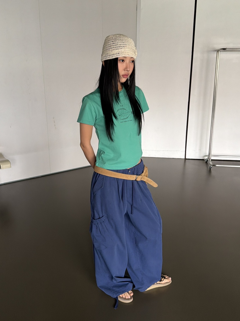 SUNDER MARKET韓國東大門直郵女裝新品熱賣休閑褲口袋束帶SUNDER MARKET休閑褲