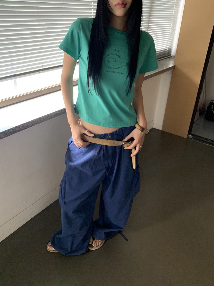 SUNDER MARKET韓國東大門直郵女裝新品熱賣休閑褲口袋束帶SUNDER MARKET休閑褲