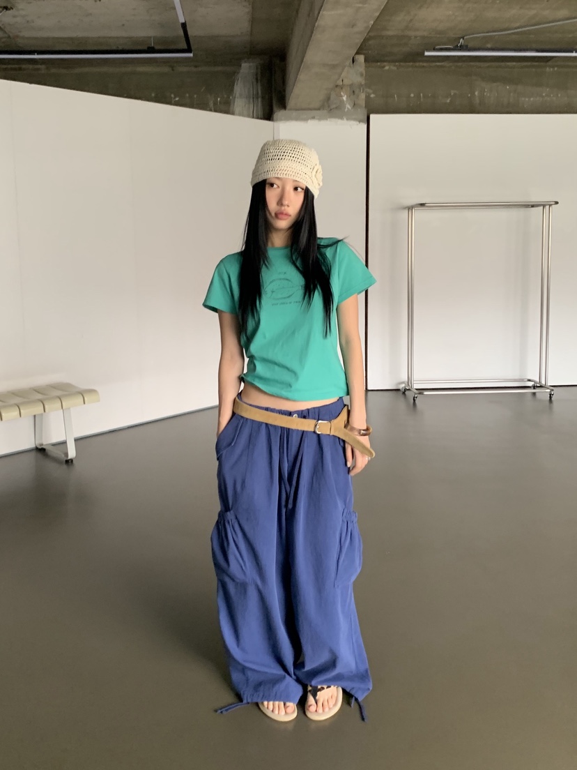 SUNDER MARKET韓國東大門直郵女裝新品熱賣休閑褲口袋束帶SUNDER MARKET休閑褲