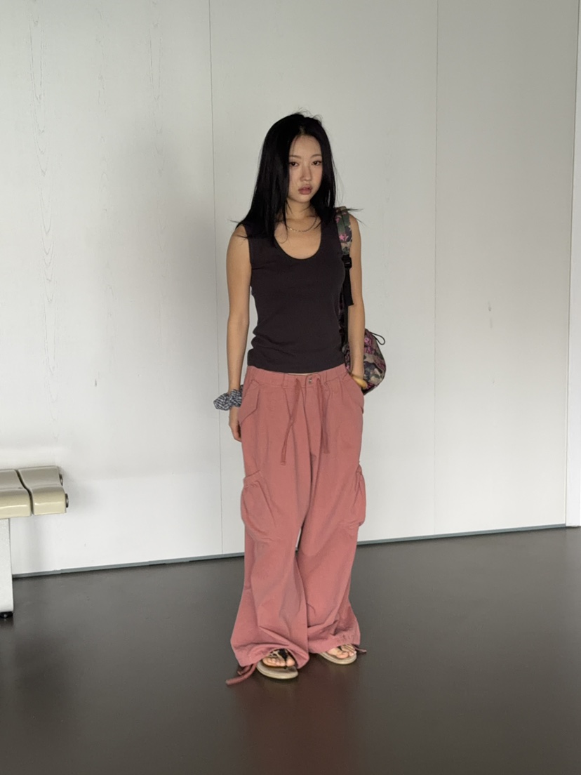 SUNDER MARKET韓國東大門直郵女裝新品熱賣休閑褲口袋束帶SUNDER MARKET休閑褲