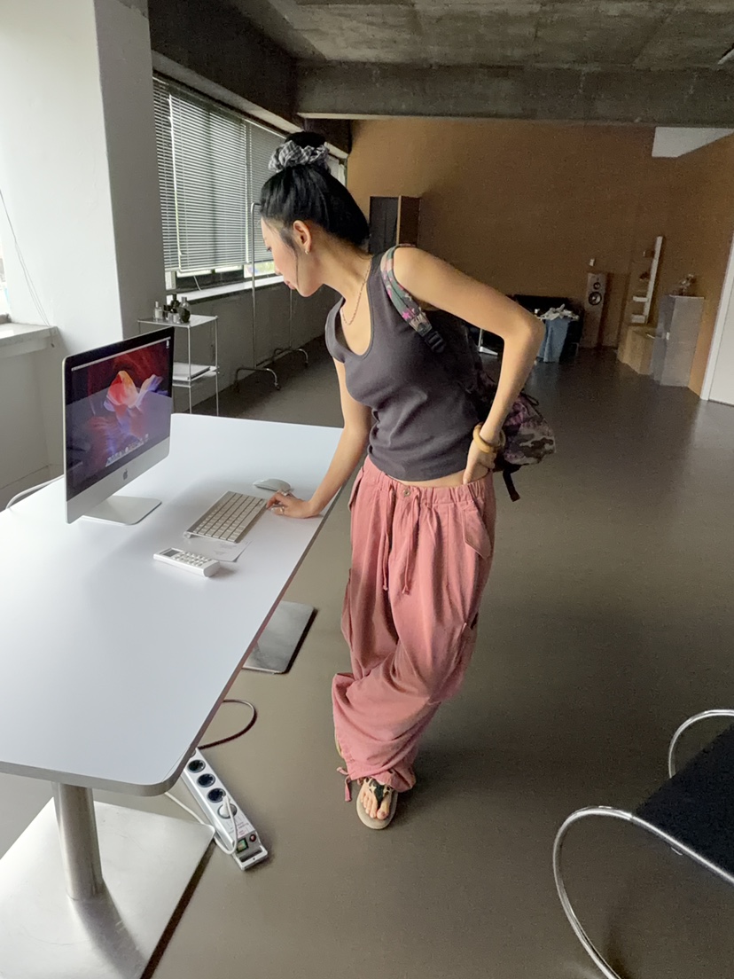SUNDER MARKET韓國東大門直郵女裝新品熱賣休閑褲口袋束帶SUNDER MARKET休閑褲