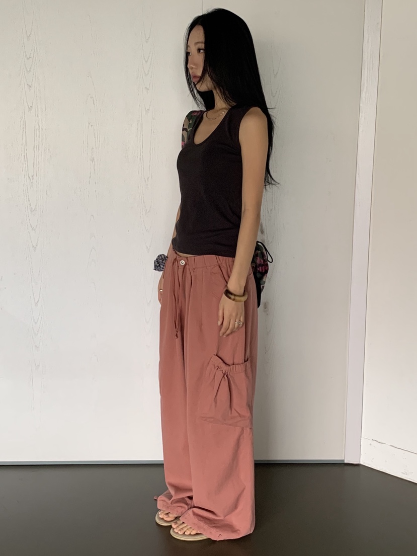 SUNDER MARKET韓國東大門直郵女裝新品熱賣休閑褲口袋束帶SUNDER MARKET休閑褲