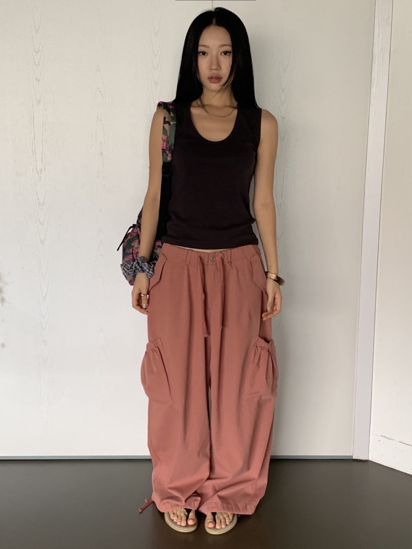 SUNDER MARKET韓國東大門直郵女裝新品熱賣休閑褲口袋束帶SUNDER MARKET休閑褲