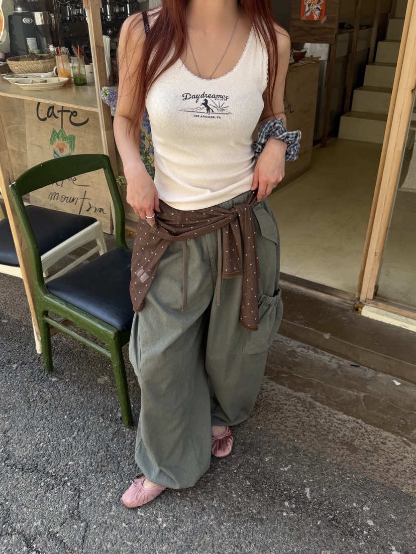 SUNDER MARKET韓國東大門直郵女裝新品熱賣休閑褲口袋束帶SUNDER MARKET休閑褲