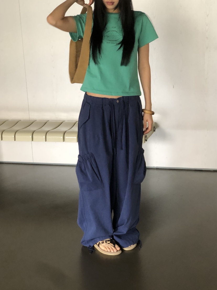 SUNDER MARKET韓國東大門直郵女裝新品熱賣休閑褲口袋束帶SUNDER MARKET休閑褲圖色1