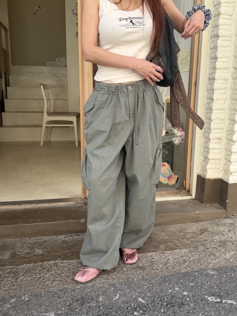 SUNDER MARKET韓國東大門直郵女裝新品熱賣休閑褲口袋束帶SUNDER MARKET休閑褲圖色3